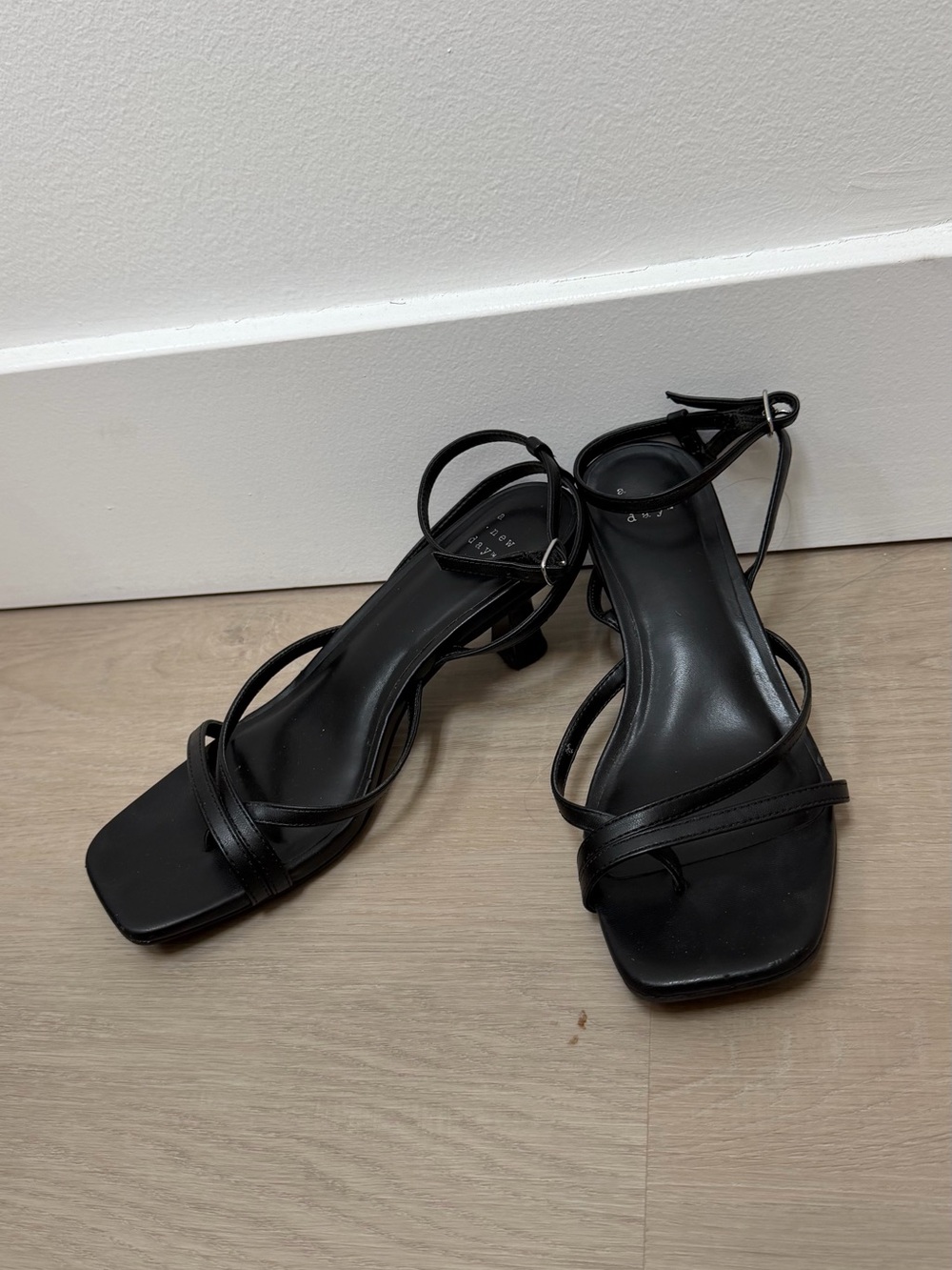 Women's Black Strappy Sandals with Ankle Strap